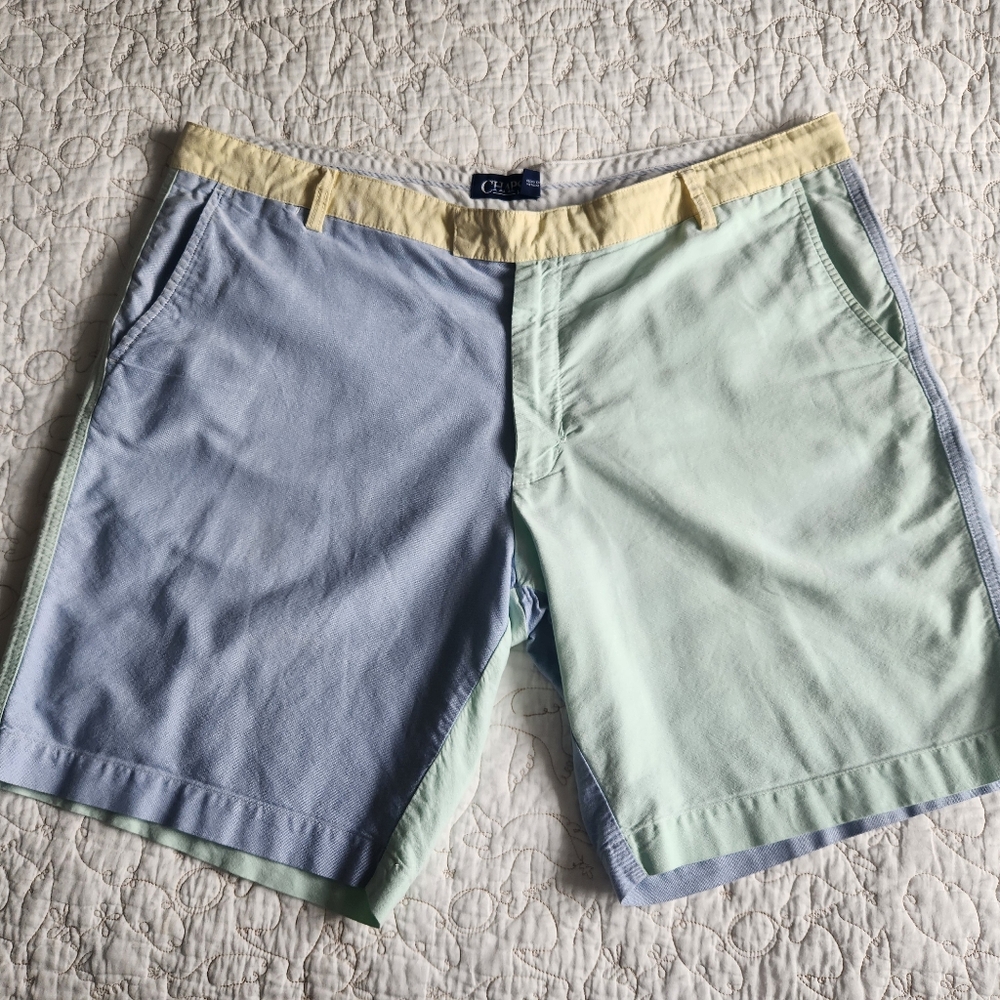 Chaps Pastel Colorblock 90s Shorts Blue Green Yellow Size 42 Preppy Summer Beach